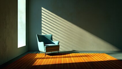 Empty Room with Sunlight and Armchair.