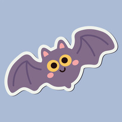 Clipart sticker flat illustration of a cute bat halloween printable vector