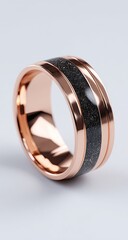 Rose Gold Band with Black Carbon Fiber Inlay Ring.