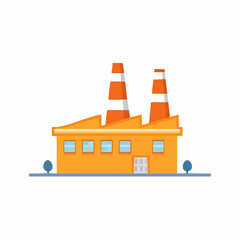Naklejka premium Cartoon illustration of an industrial factory with chimneys