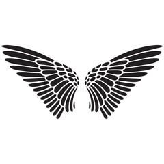 Vector of bird angel wings on a white background. Thick line
