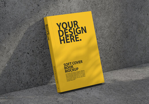 Soft cover book mockup with spine
