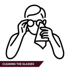 Qulityful Cleaning the glasses line icon