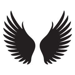 Vector of bird angel wings on a white background. Thick line
