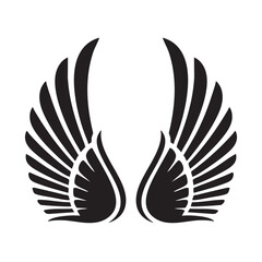 Vector of bird angel wings on a white background. Thick line
