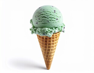 Fresh soft green Ice Cream Scoop on Cone