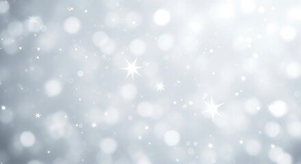 Fototapeta premium Elegant silver bokeh background with shimmering light and sparkling stars