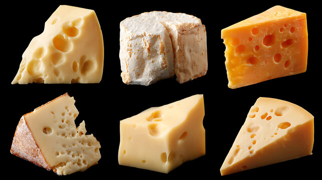 Variety of Cheeses with Different Textures and Colors