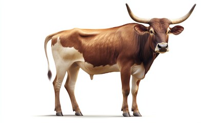 a banteng standing with protest sign clipart, wildlife protection campaign, photorealistic body and horns, isolated on white background