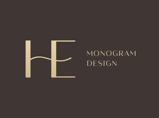 HE letter logo icon design. Classic style luxury initials monogram.