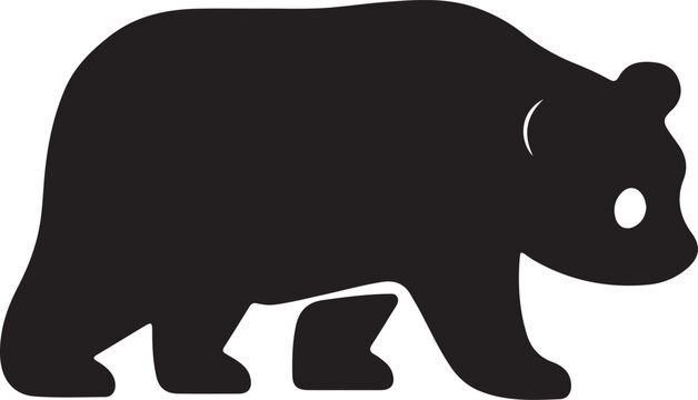 black panda silhouette, black vector icon style, simple shape, clean cut, white background, no shadow, no text, no gradient, high contrast, minimal 