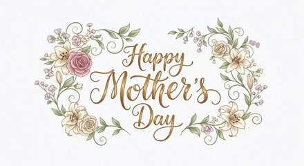 Elegant Mother's Day Greeting with Pastel Floral Frame and Cursive Script