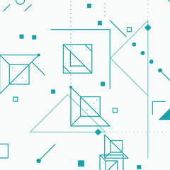 Geometric shapes pattern background. Vector abstract modern line art. Triangle and rectangular square shapes with dots and lines