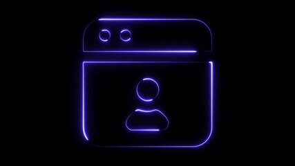 Neon glowing user profile icon interface element abstract dark background digital animation technology concept - Powered by Adobe