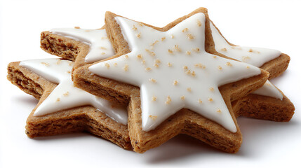 Delicious star-shaped cookies with white icing and sprinkles, perfect for holidays and celebrations.