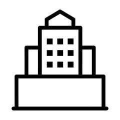 Simple Black Outline Icon of a Modern City Building