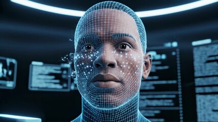 African Man Experiences Metaverse Using Headset Scanner Technology - Powered by Adobe