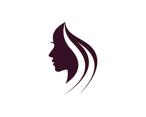 Abstract Woman Silhouette Logo Design: Hair Style, Beauty Salon Symbol on White