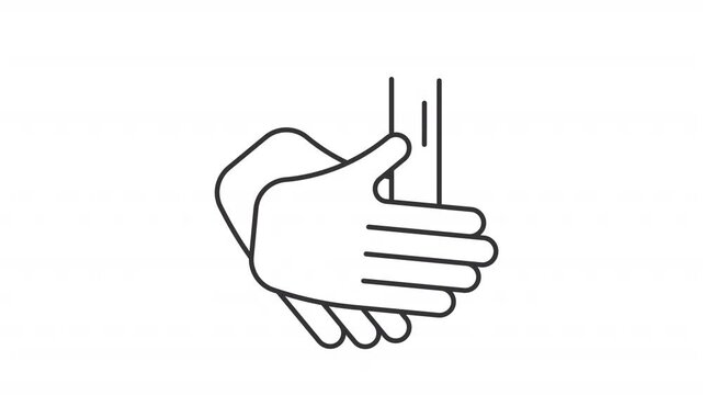 Animated hands washing under running water icon
