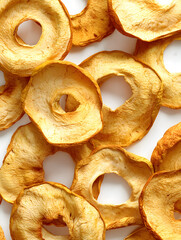 Delicious dried apple rings perfect for healthy snacking, baking ingredients, or decorative food styling projects