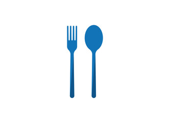 Blue Fork and Spoon Culinary Illustration for Food Service or Restaurant Design