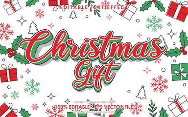 Christmas gift editable text effect with christmas copy space background