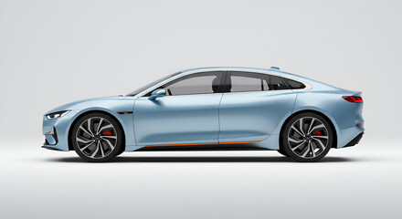 Sleek electric sedan in vibrant blue, a modern car design ideal for automotive, luxury, and transportation concepts, ready for future innovation