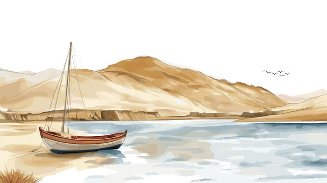Paracas National Reserve. Paracas National Reserve hand drawn watercolor illustration