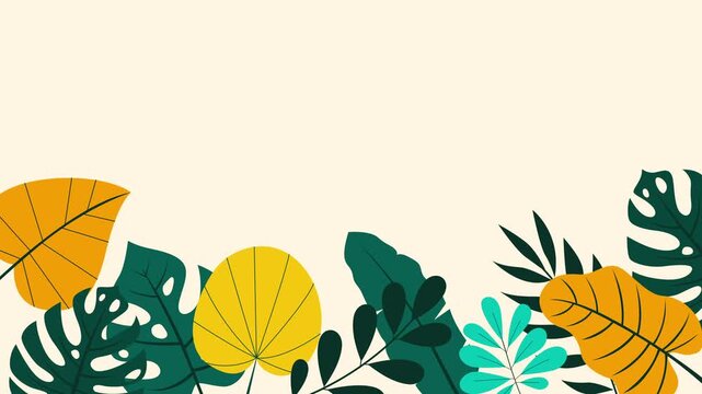 Minimal tropical leaf animation with empty copy space area, perfect for titles, text, or summer-themed design projects.