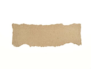 Brown torn cardboard paper on white background 