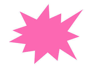 Pink starburst explosion shape design for sale banner and comic effect, bright jagged burst element for sticker, poster, and graphic decoration