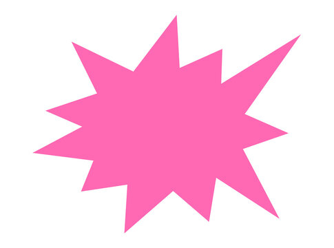 Pink starburst explosion shape design for sale banner and comic effect, bright jagged burst element for sticker, poster, and graphic decoration
