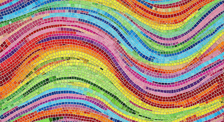 Vibrant rainbow waves pattern with textured stripes