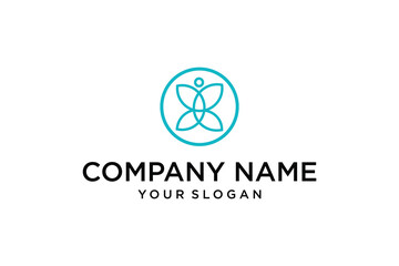 Minimalist Abstract Wellness Logo with Human Figure and Butterfly Symbol