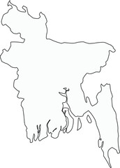 Vector isolated illustration of simplified administrative map of Bangladesh. Borders and names of the regions. Colorful blue khaki silhouettes.
