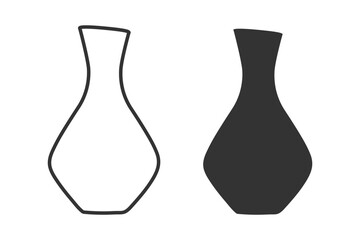 Outline and Silhouette Wine Decanter Hand Drawn Minimalistic Wine Thematic Design elements Idea Set