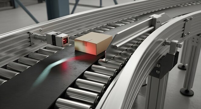 High-speed conveyor merge &mdash; parcels in motion on sortation line