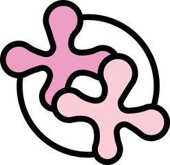 Obraz premium Pink microbes rotating inside a circle, representing cell division and reproduction in biology