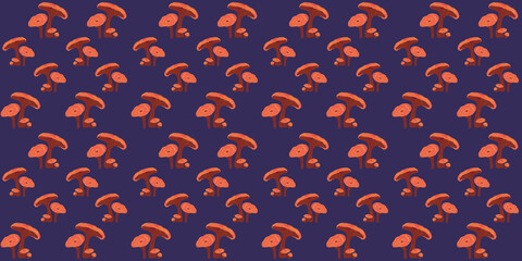 Children's textile seamless pattern with mushrooms. Autumn forest wallpaper print. Retro botanical illustration for fabric and clothing.