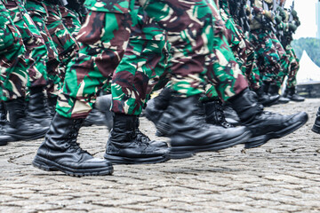 Shoes from the TNI who carried out the defile. 