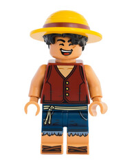 Naklejka premium Dortmund - Deutschland 27. Oktober 2025 - Lego Figur der Ruff mit Hut Serie One Piece - Studio Aufnahme 
