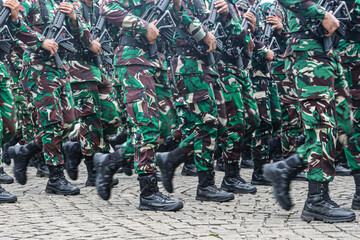 Shoes from the TNI who carried out the defile. 