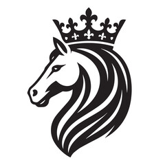 black and white horse wearing crown logo vector
