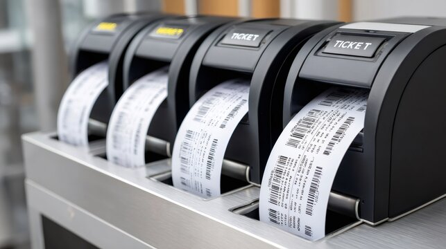 Ticket printers dispensing receipts for queue management system