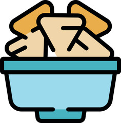 Light blue bowl overflowing with delicious tortilla chips, perfect for a snack or party appetizer