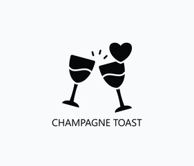 Champagne Toast Icon Or Logo Isolated Vector Illustration