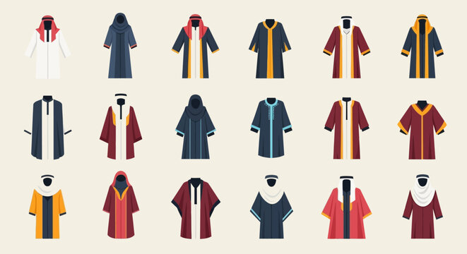 Set of Academic Graduation Gowns and Ceremonial Robes.