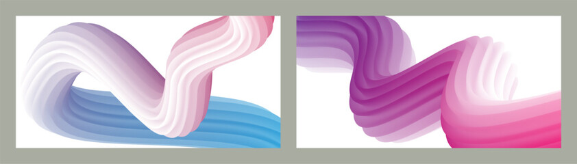 Futuristic abstract bright volumetric background. Creative modern background. Set of two covers. Cover design, wallpaper, background 