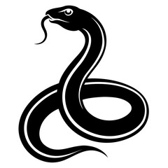 Fototapeta premium Snake silhouette vector illustration, logo type silhouette is simple on white background.