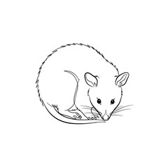 Elegant line art illustration of a curled-up possum, ideal for educational materials, children's books, or nature-themed designs seeking a touch of wildlife charm